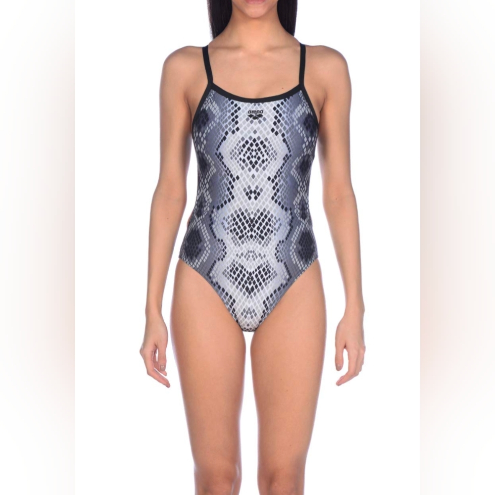 Women's Black and Gray Snakeskin Swimsuit